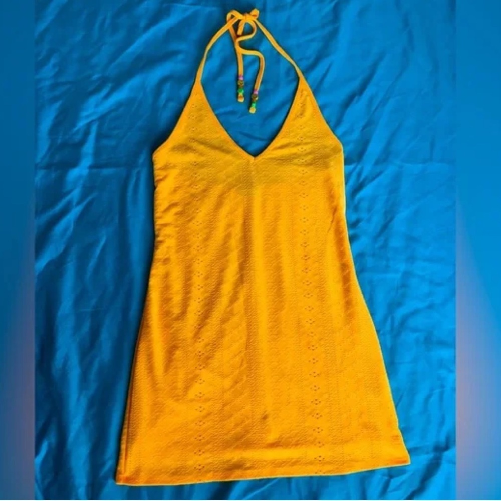 Bright Orange Halter Tie Sun Dress by Wild Fable.